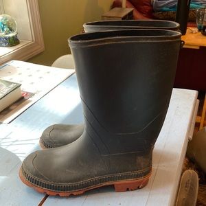 Black rubber boots